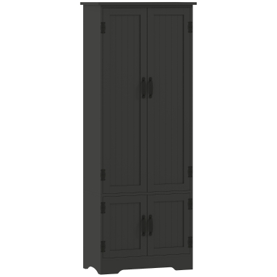 HOMCOM 60" 4-Door Storage Cabinet Multi-Storey Large Space Pantry with Adjustable Shelves Black