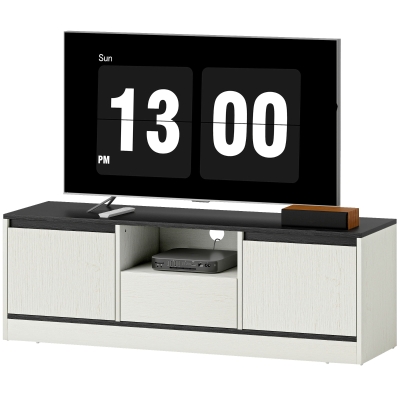 HOMCOM TV Stand for 43-55 Inch TV,  Entertainment Center w/ Cabinets, Shelf, Drawer and Cable Management for Living Room, White