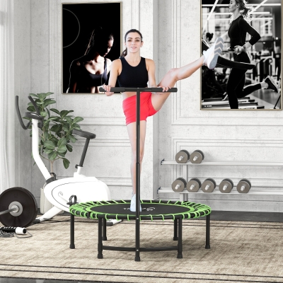 Soozier 45" Mini Trampoline for Adults, Foldable Fitness Exercise Rebounder with Adjustable Handle