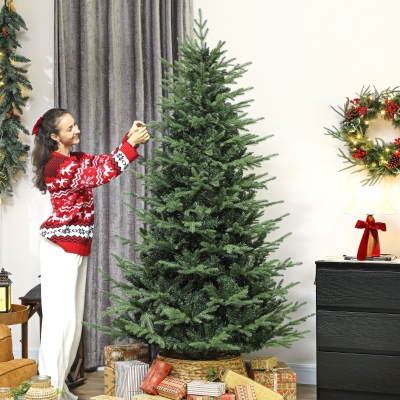 HOMCOM 7 ft Artificial Christmas Tree with Dense Realistic Branches, Full Ponderosa Fir, Hinged Xmas Tree, Easy Assembly