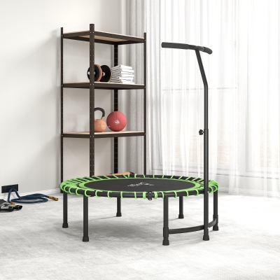 Soozier 45" Mini Trampoline for Adults, Foldable Fitness Exercise Rebounder with Adjustable Handle