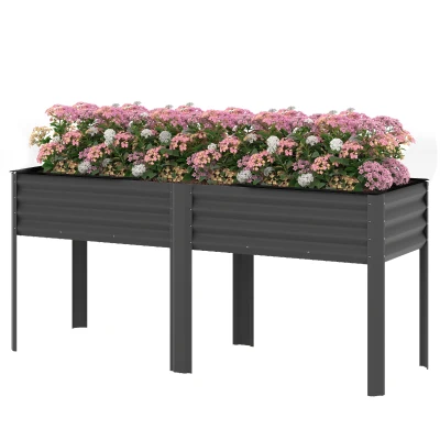 Outsunny Galvanized Raised Garden Bed with Legs, 71" x 22" x 31.5" Raised Planter Box with Reinforced Bars and Non-Woven Fabric