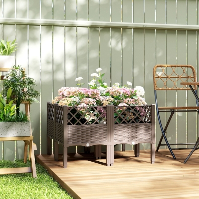 Outsunny Raised Garden Bed with Legs, Self Watering Elevated Planter Boxes with Drainage Holes, 63" x 15.7" x 20.3"