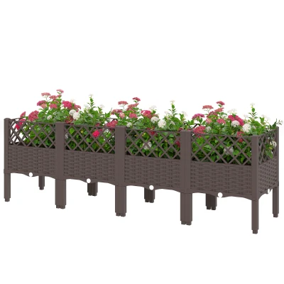 Outsunny Raised Garden Bed with Legs, Self Watering Elevated Planter Boxes with Drainage Holes, 63" x 15.7" x 20.3"