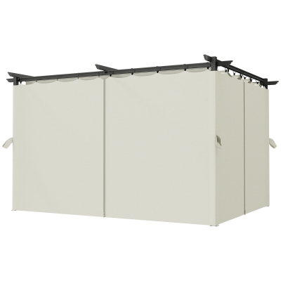 Outsunny 10' x 13' Pergola with Retractable Canopy and Curtains, UPF30+ Sun Shade Shelter for Grill, Garden, Backyard, Deck