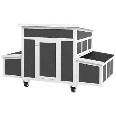 PawHut Wooden Chicken Coop with Nesting Box for 6 Chickens, Dark Grey