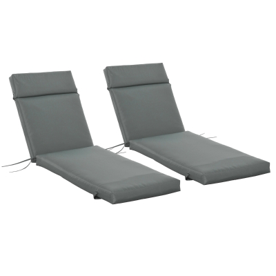 Outsunny Outdoor Lounge Chair Cushion Set of 2, Non-Slip Chaise Lounge Cushions, Sun Lounger Pads, 77.2" x 21.7", Dark Grey