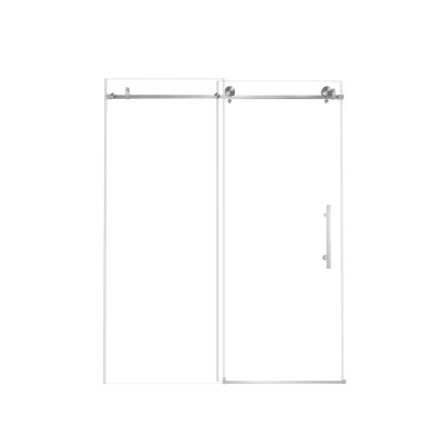 Frameless Shower Door with Anti-Shatter Safety Film and Bottom Water-Blocking Strip, Brushed Nickel