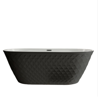67" Freestanding Acrylic Bathtub with Spacious Oval Shape and Anti-Bacterial High-Gloss Finish, Black