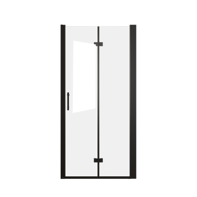 32" Bifold Shower Door with Stainless Steel Handle and Raised Water-Blocking Strips, Matte Black