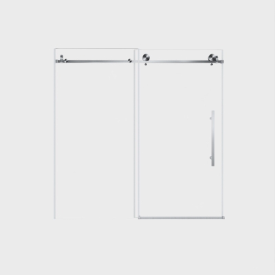 Frameless Sliding Shower Door with Smooth Quiet Stainless Steel Rollers & Round Tracks, Brushed Nickel