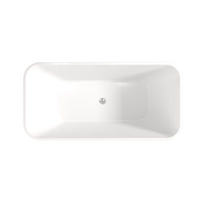 59" Rectangle Freestanding Acrylic Soaking Tub with High-Gloss Surface, Gloss White