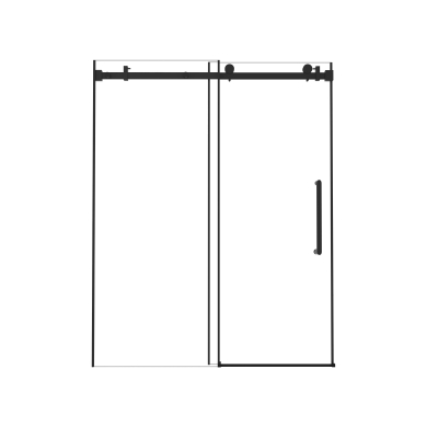 Frameless Shower Door with Anti-Shatter Safety Film and Bottom Water-Blocking Strip, Matt Black