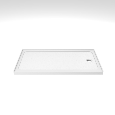32" x 60" Shower Base with Durable Non-Flex Construction, Gloss White