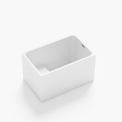 43" Acrylic Freestanding Bathtub with Built-In Seat and Ergonomic Sloping Backrest, Gloss White