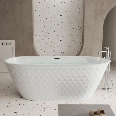 Freestanding Acrylic Bathtub, Gloss White