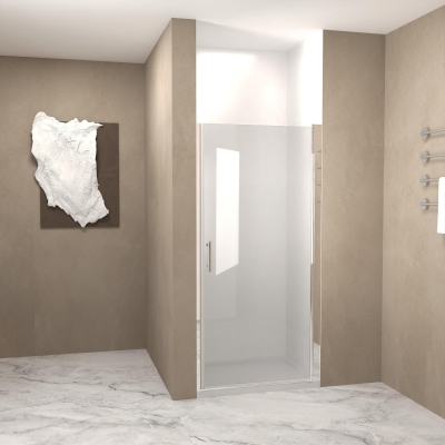 28" Pivot Shower Door with Explosion-Proof Film and Tempered Glass, Chrome