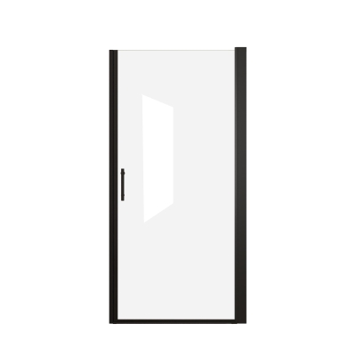 36" Pivot Shower Door with Protective Safety Film and Raised Water-Stop Strip, Matte Black