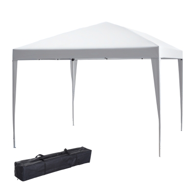 Outsunny 10 x 10ft Folding Pop Up Tent Outdoor Gazebo Canopy with Carrying Bag, White
