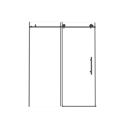 Frameless Sliding Shower Door with Explosion-Proof Film and Smooth Stainless Steel Rollers, Matte Black