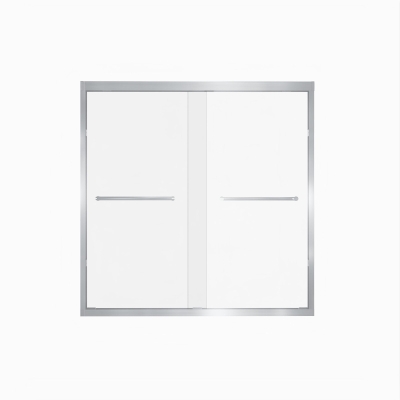 Double Sliding Shower Door with Explosion-Proof Safety Film, Brushed Nickel