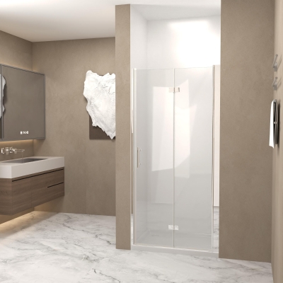 30" Bi-Fold Shower Door with Explosion-Proof Film and Tempered Glass, Chrome