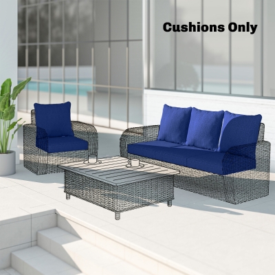 Outsunny Outdoor Chair Cushions Set of 4, Fade Resistant Patio Chair Cushions for Outdoor Furniture, 24" x 24", Navy Blue