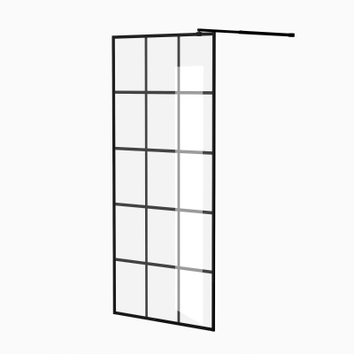 Framed Glass Shower Screen with Safety Film and Tempered Glass, Matte Black