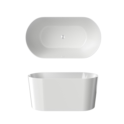 51" Acrylic Freestanding Soaking Tub with Flexible Drain Hose, Gloss White