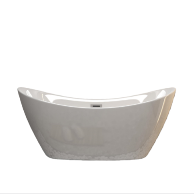 59" Freestanding Acrylic Tub with Adjustable Leveling Feet, Gloss White