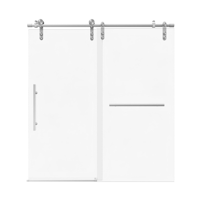 Sliding Shower Door with Waterproof Seals and Tempered Glass, Brushed Nickel