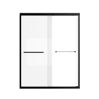 Aluminum Frame Double Sliding Shower Door with Safety Film, Matt Black