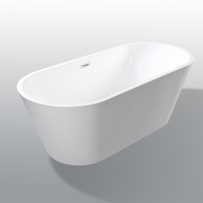 67" Acrylic Freestanding Bathtub with Double-Wall Insulation for Heat Retention, Gloss White