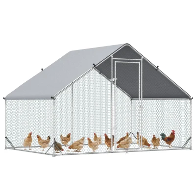 PawHut 9.8' x 6.6' x 6.6' Chicken Coop Cage, Outdoor Hen House w/Cover & Lockable Door