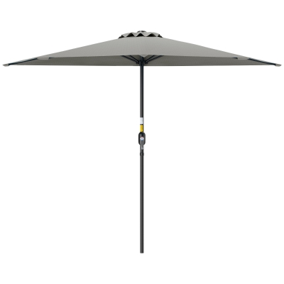 Outsunny 9ft Half Round Umbrella Outdoor Patio Garden Balcony Parasol Window Sun Shade w/ 5 Ribs Light Grey