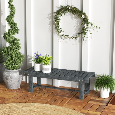 Outsunny Outdoor Garden Bench, Backless Patio Fir Wood Stool, Armless Loveseat, 43.25" x 15" x 13.75", Grey