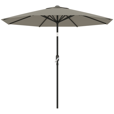 Outsunny Aluminum Patio Umbrella, Garden Outdoor Parasol, Sun Shelter, 8.5ft, Light Grey
