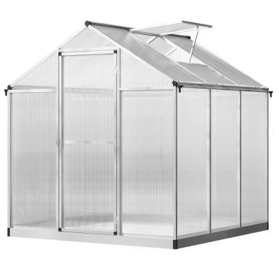 Outsunny 6' x 6' x 6.4' Walk-in Garden Greenhouse Polycarbonate Panels Plants Flower Growth Shed Cold Frame Outdoor Portable Warm House