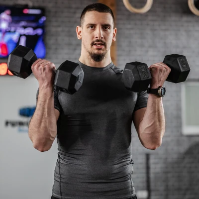 Soozier Hex Rubber Dumbbell Set, No Rolling