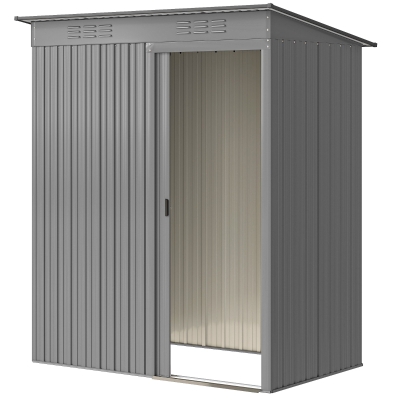 Outsunny 5.2' x 3.5' Outdoor Storage Shed, Easy to Assemble Metal Garden Shed, for Backyard, Lawn, Patio, Light Grey