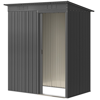 Outsunny 5.2' x 3.5' Outdoor Storage Shed, Easy to Assemble Metal Garden Shed, for Backyard, Lawn, Patio, Dark Grey