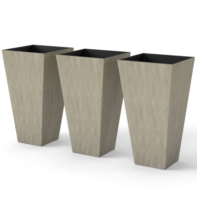 Outsunny Set of 3 Tall Planters, 28" Outdoor Pots, Gray