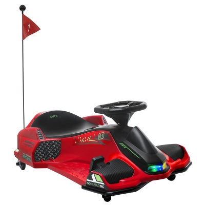 Aosom 12V Electric Drifting Go Kart, Red with Music & Lights
