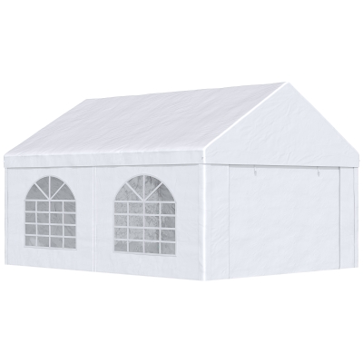 Outsunny 16.5' x 13' Outdoor Tents for Parties, Event Tent with Sides, 4 Windows and 2 Doors, White