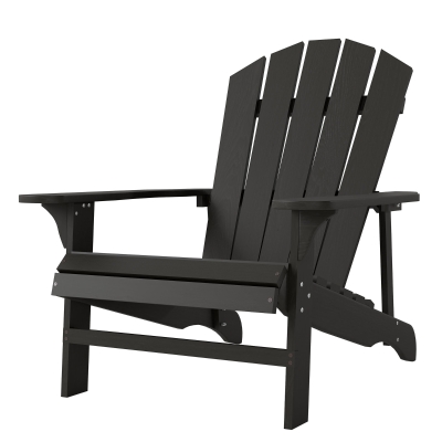 Outsunny Wood Adirondack Chair, Outdoor Patio Muskoka Chair with Slatted Design for Deck, Garden, Backyard, Fire Pit, Black