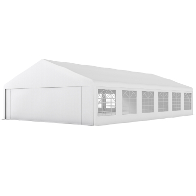 Outsunny 23' x 39' Party Tent, Heavy Duty Outdoor Canopy Tent Shelter with 2 Doors and 12 Windows for Parties, Events, White