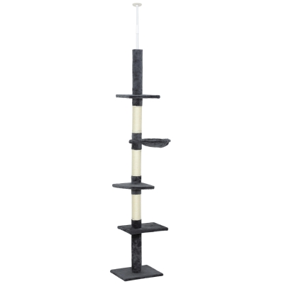 PawHut 8.5ft Cat Climbing Tree 5-Tier Kitty Activity Center with Scratching Post  Dark Grey