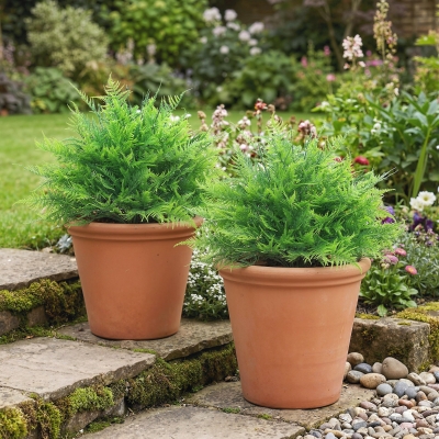 HOMCOM Artificial Boston Ferns UV-Resistant Fake Plants for Indoor Outdoor Decor Set of 2