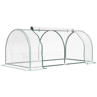 Outsunny 6' x 3' x 2.6' Mini Greenhouse Portable Hot House for Plants with Zippered Doors for Outdoor, Indoor, Garden, Clear