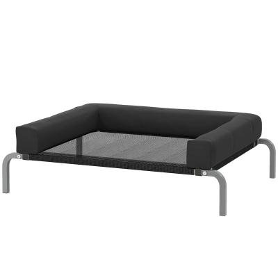 PawHut Elevated Dog Bed, Portable Raised Dog Cot with Breathable Mesh, Removable and Water-Resistant Bolsters, Black